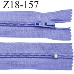 fermeture zip longueur 18 cm couleur bleu chardon non séparable largeur 2.4 cm glissière nylon largeur  4 mm