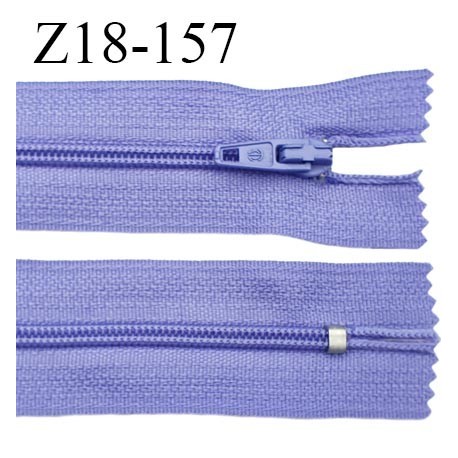 fermeture zip longueur 18 cm couleur bleu chardon non séparable largeur 2.4 cm glissière nylon largeur 4 mm