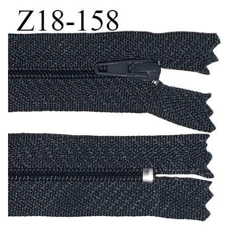 fermeture zip longueur 18 cm couleur gris anthracite non séparable largeur 2.4 cm glissière nylon largeur 4 mm