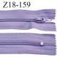 fermeture zip 18 cm couleur parme lilas non séparable largeur 2.4 cm glissière nylon largeur 4 mm longueur 18 cm