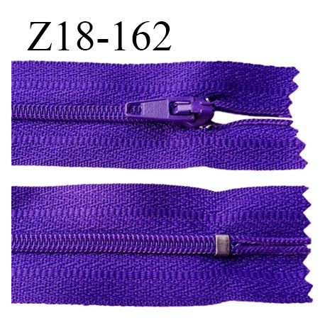 fermeture zip 18 cm couleur violet non séparable largeur 2.4 cm glissière nylon largeur 4 mm longueur 18 cm