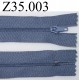 fermeture éclair longueur 35 cm couleur bleu gris non séparable zip nylon largeur 2.5 cm