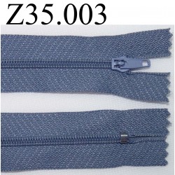 fermeture zip à glissière longueur 35 cm couleur bleu gris non séparable zip nylon largeur 2.5 cm