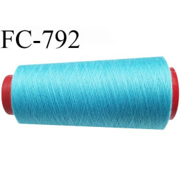 CONE 2000 m fil Polyester n° 120  bleu turquoise longueur 2000 mètres fil européen bobiné en France certifié oeko tex
