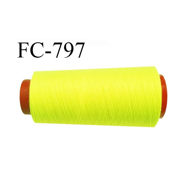 CONE 5000 m fil Polyester n° 120  jaune fluo longueur 5000 mètres fil européen bobiné en France certifié oeko tex