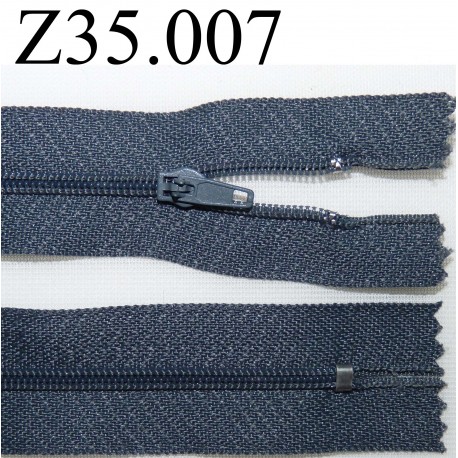 fermeture éclair longueur 35 cm couleur gris bleuté non séparable zip nylon largeur 2.5 cm