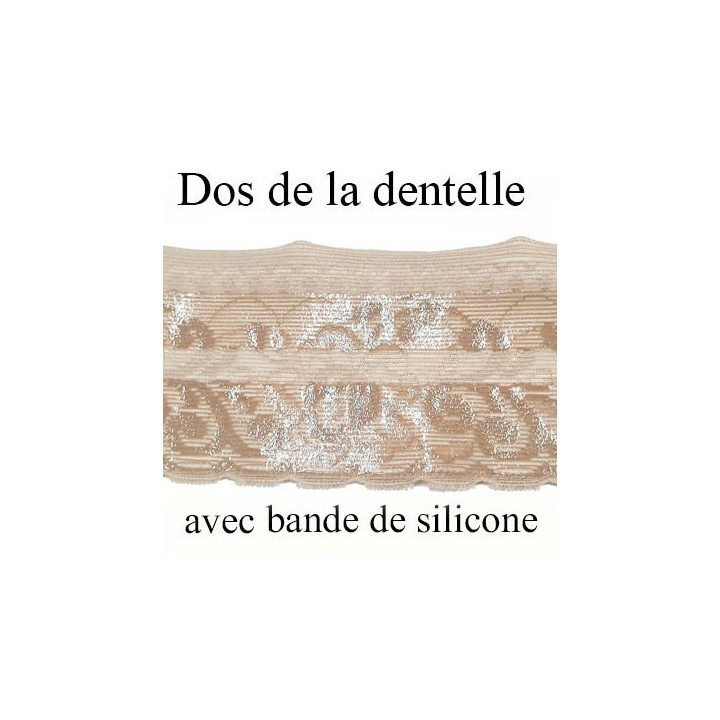 dentelle peau 60 mm lycra élastique avec anti glisse fabriqué en France pour une grande marque souple prix au mètre