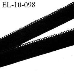élastique 10 mm lingerie picot couleur noir aspect velours fabriqué en France largeur 10 mm + 2 mm picot prix au mètre