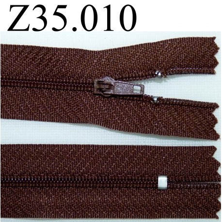 fermeture éclair longueur 35 cm couleur marron non séparable zip nylon largeur 2.5 cm