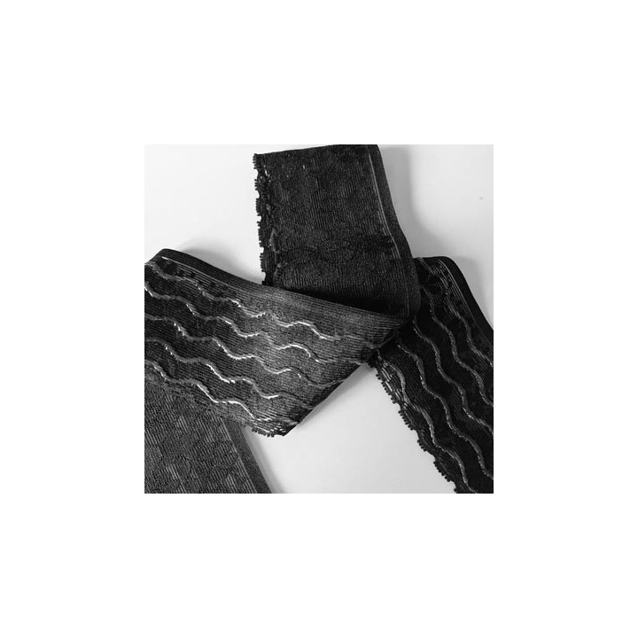 dentelle noir 60 mm lycra élastique avec anti glisse fabriqué en France pour une grande marque souple prix au mètre