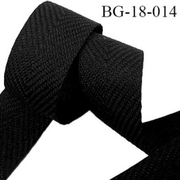 galon sergé 18 mm synthétique  fin épaisseur  1 mm souple couleur noir largeur 18 mm Fabriqué en France prix au mètre
