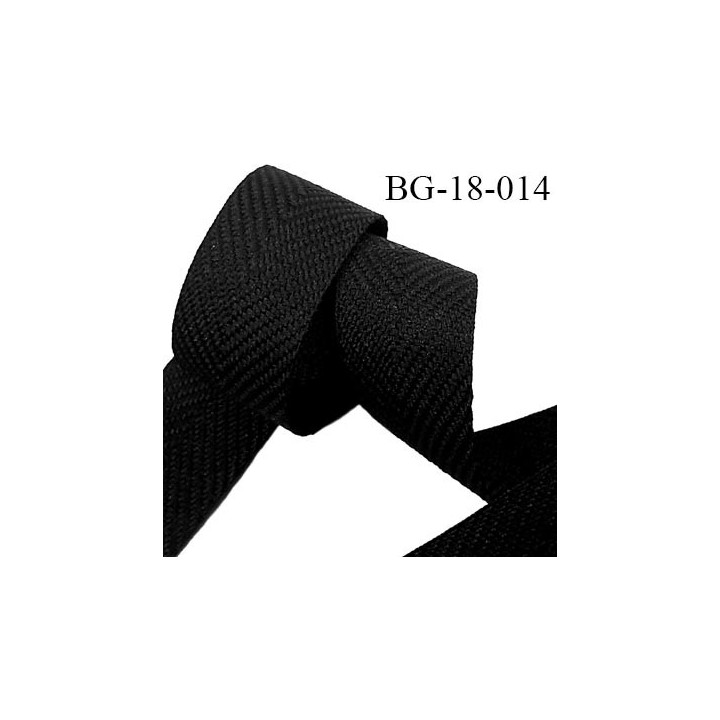 galon sergé 18 mm synthétique  fin épaisseur  1 mm souple couleur noir largeur 18 mm Fabriqué en France prix au mètre