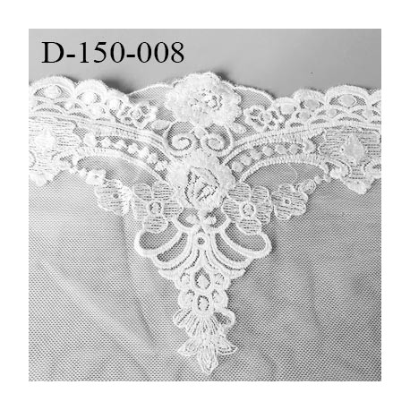 dentelle 150 mm brodé sur tulle synthétique couleur blanc très belle largeur 150 mm prix au mètre