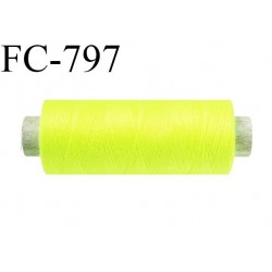 Bobine 500 m fil Polyester n° 120 jaune fluo 500 mètres fil européen bobiné en Europe ou France certifié oeko tex