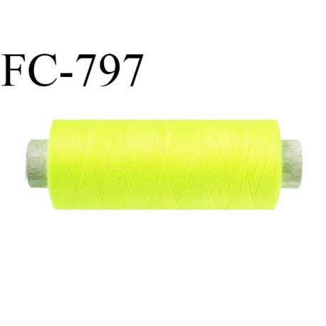 Bobine 500 m fil Polyester n° 120 couleur jaune fluo 500 mètres fil européen bobiné en Europe ou France certifié oeko tex