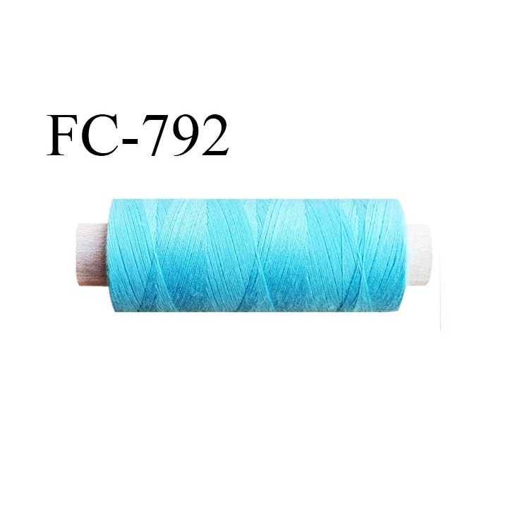 Bobine 500 m fil Polyester n° 120  bleu turquoise 500 mètres fil européen bobiné en Europe ou France certifié oeko tex