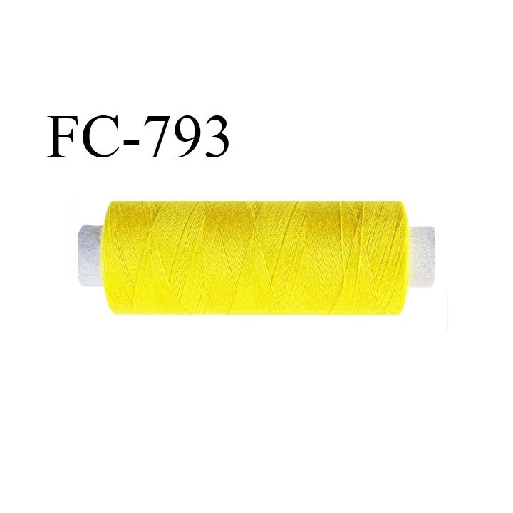 Bobine 500 m fil Polyester n° 120 couleur jaune citron longueur 500 mètres fil européen bobiné en France