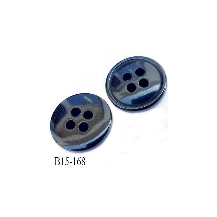 bouton 15 mm  pvc très haut de gamme couleur  anthracite brillant 4 trous diamètre 15 millimètres