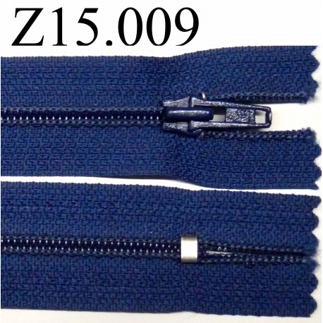 fermeture éclair longueur 13 cm couleur bleu non séparable zip nylon largeur 2.5 cm