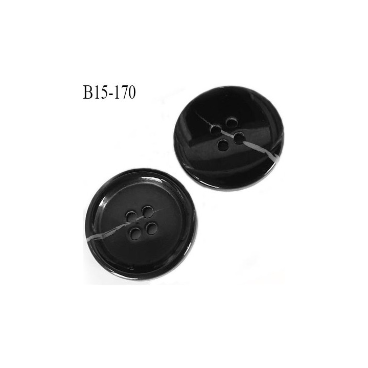 bouton 23 mm  pvc très haut de gamme couleur noir et corne incrusté  4 trous diamètre 23 millimètres