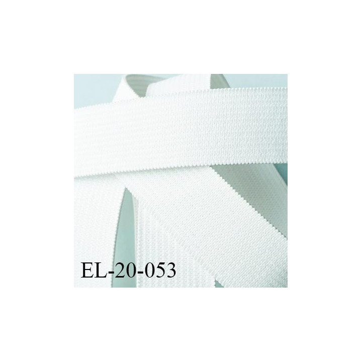 élastique 20 mm plat  tissé renforcé couleur blanc  souple forte élasticité superbe fabriqué en France prix au mètre