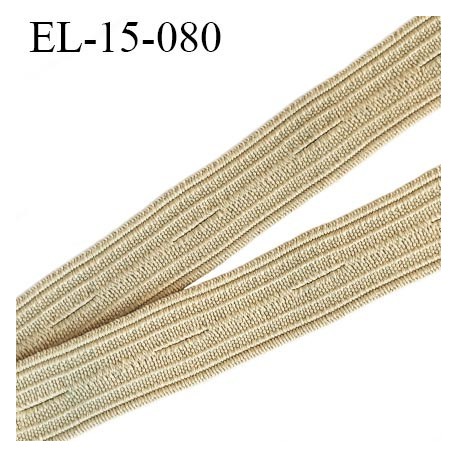 élastique boutonnière 15 mm couleur beige souple largeur 15 mm trou dans l'axe tout les 27 mm Fabriqué en France prix au mètre