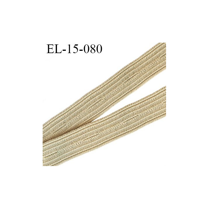 élastique boutonnière 15 mm couleur beige souple largeur 15 mm trou dans l'axe tout les 27 mm Fabriqué en France prix au mètre