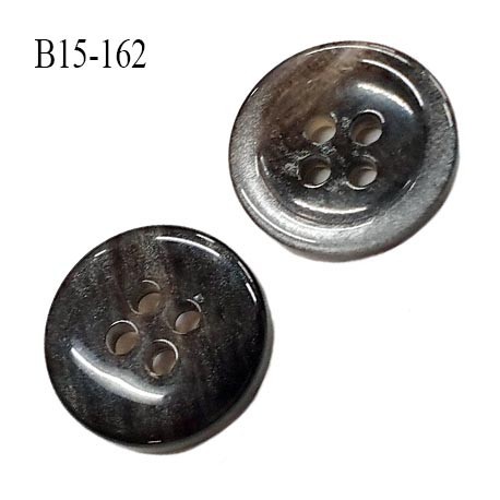 bouton 15 mm pvc très haut de gamme couleur anthracite et gris marbré veiné brillant 4 trous diamètre 15 millimètres
