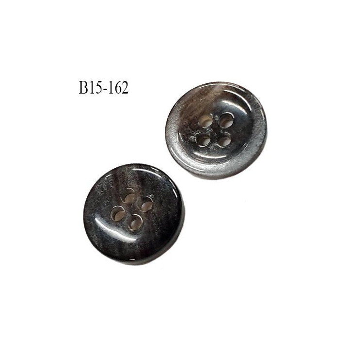 bouton 15 mm  pvc très haut de gamme couleur anthracite et gris marbré veiné brillant 4 trous diamètre 15 millimètres