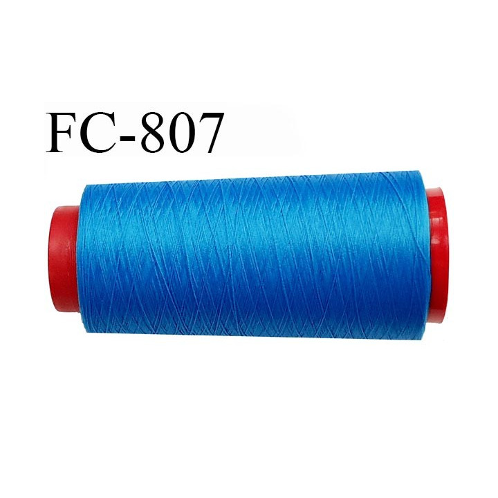 Cone de 2000 m fil mousse polyamide n° 120 couleur bleu lumineux longueur de 2000 mètres bobiné en France