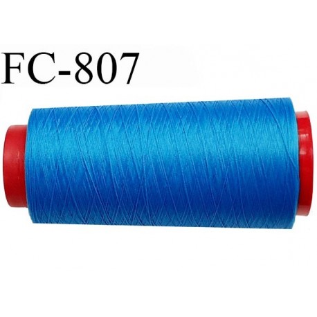 Cone de 5000 m fil mousse polyamide n° 120 couleur bleu lumineux longueur de 5000 mètres bobiné en France
