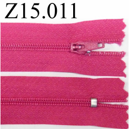 fermeture éclair longueur 13 cm couleur rose fushia  non séparable zip nylon largeur 2.5 cm