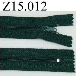 fermeture éclair longueur 13 cm couleur vert  non séparable zip nylon largeur 2.5 cm