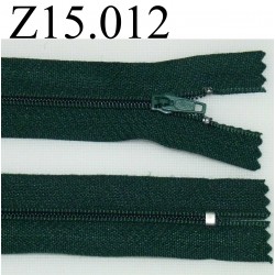 fermeture zip à glissière longueur 15 cm couleur vert non séparable zip nylon largeur 2.5 cm