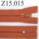 fermeture éclair longueur 13 cm couleur orange foncé non séparable zip nylon largeur 2.5 cm