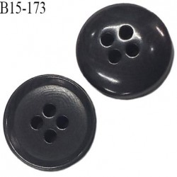 bouton 15 mm  pvc très haut de gamme couleur anthracite marbré brillant légèrement veiné 4 trous diamètre 15 millimètres