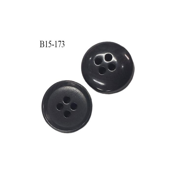bouton 15 mm  pvc très haut de gamme couleur anthracite marbré brillant légèrement veiné 4 trous diamètre 15 millimètres
