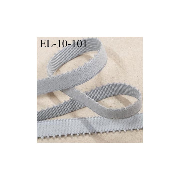 élastique lingerie picot 10 mm couleur gris fabriqué en France largeur 9+1 mm picot  prix au mètre