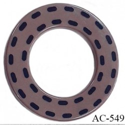 Anneau pvc 41 mm pour lingerie ou autre couleur taupe marron brillant pointillé noir diamètre extérieur 41 mm  intérieur 24 mm