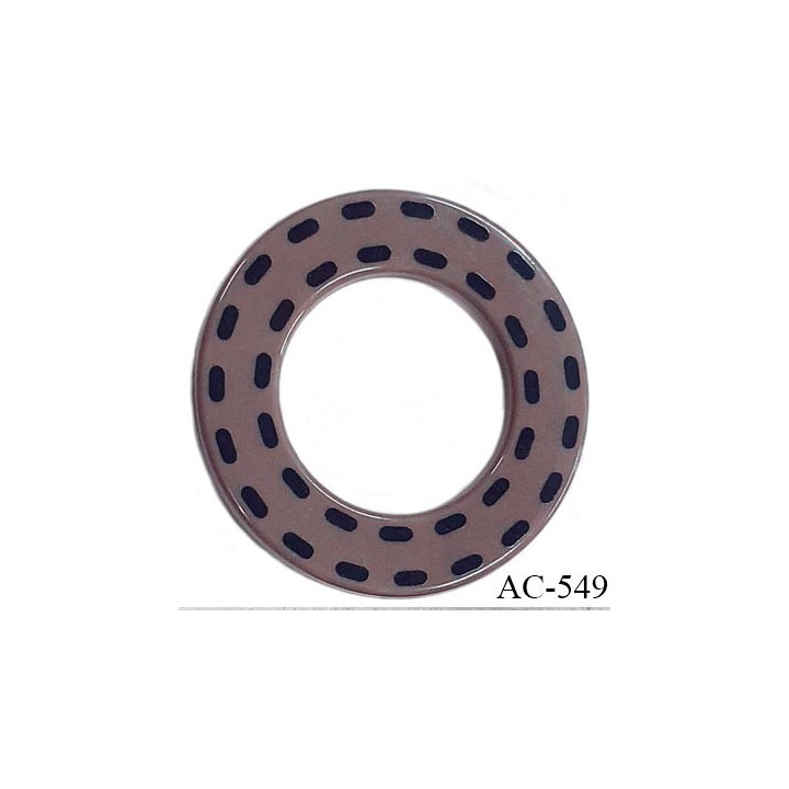 Anneau pvc 41 mm pour lingerie ou autre couleur taupe marron brillant pointillé noir diamètre extérieur 41 mm  intérieur 24 mm
