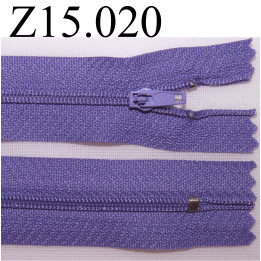 fermeture éclair longueur 15 cm couleur mauve  non séparable zip nylon largeur 2.5 cm