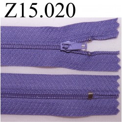 fermeture zip à glissière longueur 15 cm couleur mauve non séparable zip nylon largeur 2.5 cm