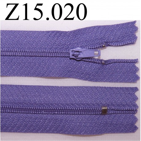 fermeture éclair longueur 15 cm couleur mauve non séparable zip nylon largeur 2.5 cm