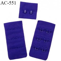 Agrafe attache 30 mm de soutien gorge 3 rangées 2 crochets largeur 30 mm hauteur 60 mm couleur bleu fabriqué en France