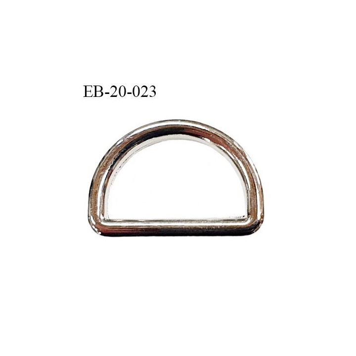 Boucle etrier 16 mm intérieur anneau demi rond fermé métal couleur chromé largeur extérieur 2 cm intérieur 1.6 cm hauteur 1.4 cm