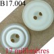 bouton 17 mm couleur blanc et ecru 2 trous diamètre 17 mm