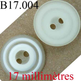 bouton 17 mm couleur blanc et ecru  2 trous diamètre 17 mm