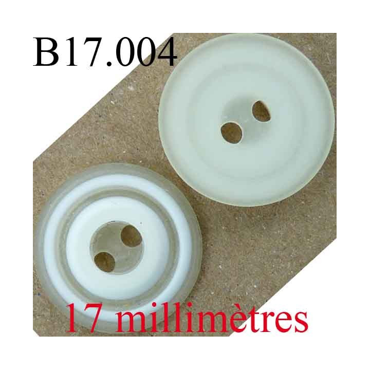bouton 17 mm couleur blanc et ecru  2 trous diamètre 17 mm