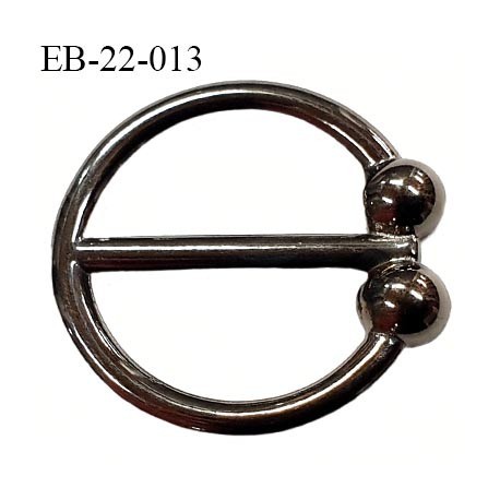 Boucle anneau étrier 15.5 mm intérieur anneau rond fermé métal couleur acier chromé diamètre extérieur 2.1 cm intérieur 1.5 cm