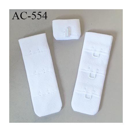 Agrafe attache 19 mm de sg soutien gorge 3 rangés 1 crochets largeur 19 mm hauteur 55 mm couleur blanc fabriqué en France